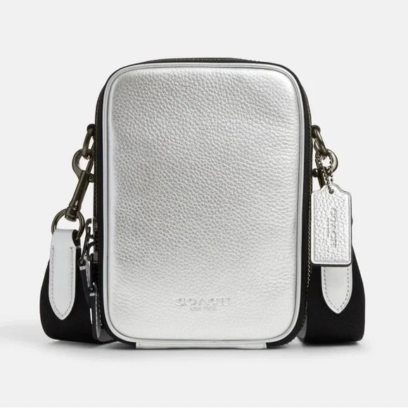 Coach Stanton Crossbody Silver Metallic Men's Bags NWT - Picture 5 of 15